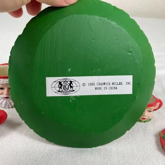 1995 Chadwick Miller Xmas Resin Mini Tea Set w/ Wreath Base, Santa & Elves - Picture 4 of 9